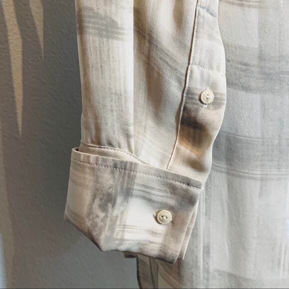 Aritzia A Moveable Feast gray cream plaid silk dress tunic oversize fit size XXS - Picture 6 of 16